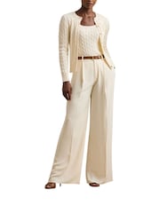 Lauren Ralph Lauren Ralhan Cable Knit Crest Logo Cardigan - Image 8 of 8