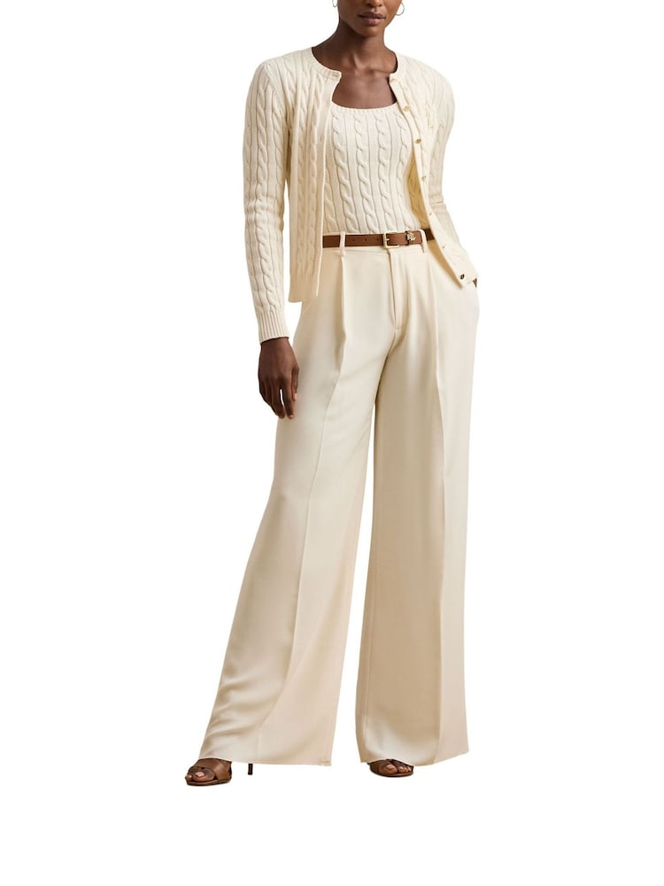 Lauren Ralph Lauren Ralhan Cable Knit Crest Logo Cardigan - Image 8 of 8