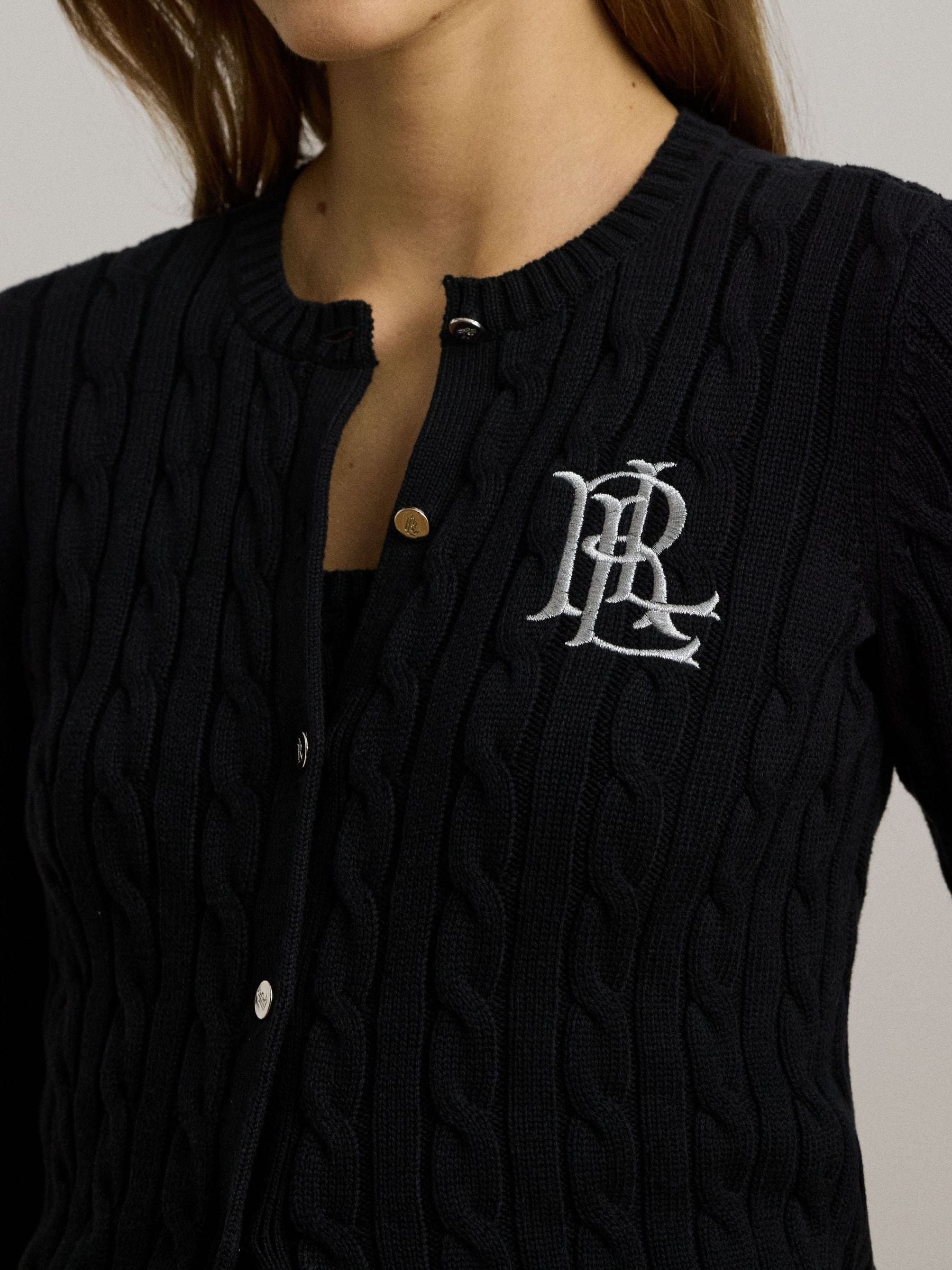 Buy Lauren Ralph Lauren Black Ralhan Cable Knit Cotton Cardigan