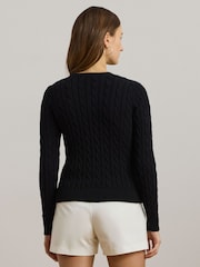 Черный - Кардиган с узором "косичка" и логотипом Lauren Ralph Lauren Ralhan - Image 3 of 6