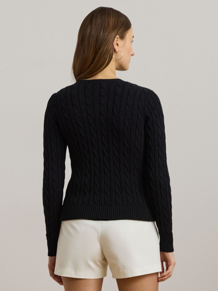 Lauren Ralph Lauren Ralhan Cable Knit Crest Logo Cardigan - Image 3 of 6