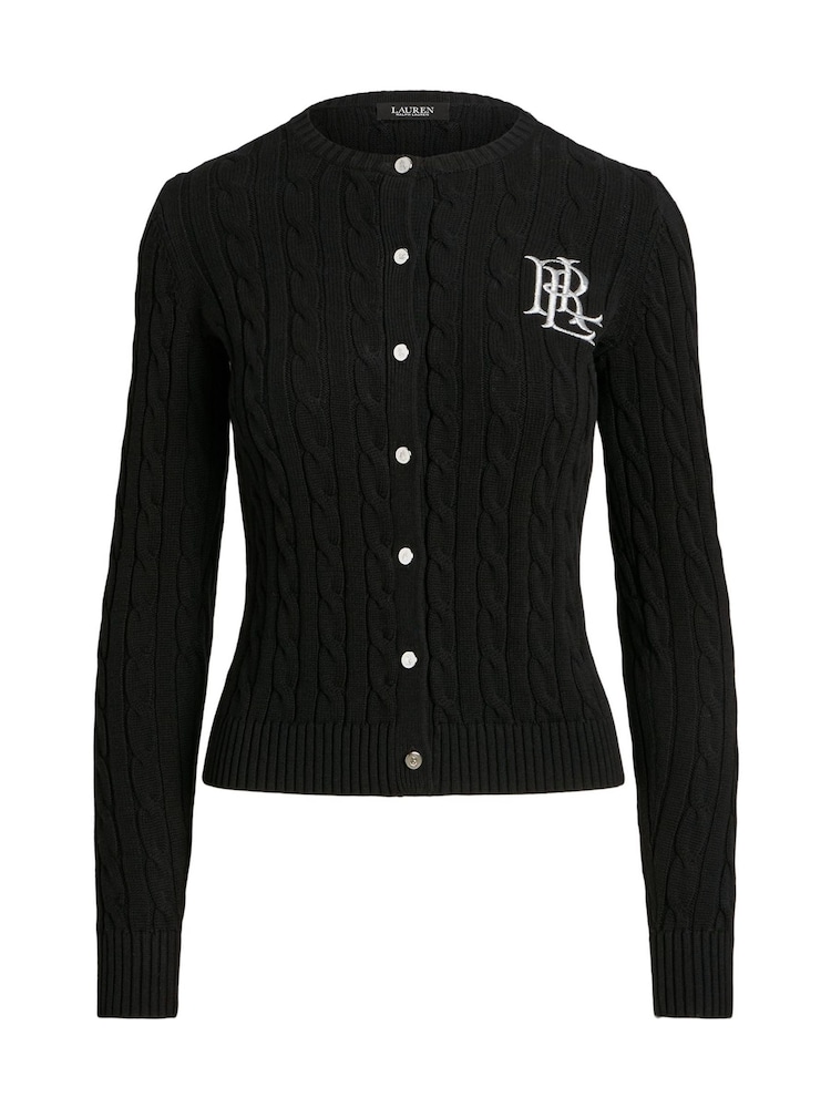 Черный - Кардиган с узором "косичка" и логотипом Lauren Ralph Lauren Ralhan - Image 6 of 6