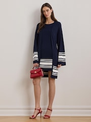 Lauren Ralph Lauren Curve Jabret Nautical Long Knit Cardigan - Image 2 of 10