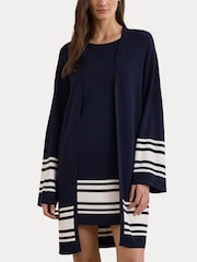 Lauren Ralph Lauren Curve Jabret Nautical Long Knit Cardigan - Image 6 of 10