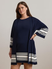 Lauren Ralph Lauren Curve Jabret Nautical Long Knit Cardigan - Image 1 of 5