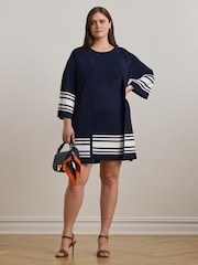 Lauren Ralph Lauren Curve Jabret Nautical Long Knit Cardigan - Image 2 of 5