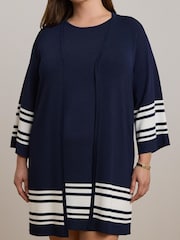 Lauren Ralph Lauren Curve Jabret Nautical Long Knit Cardigan - Image 4 of 5