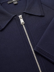 Azul marino - Smart Zip Through Knitted Collar Jacket - Imagen 7 de 8