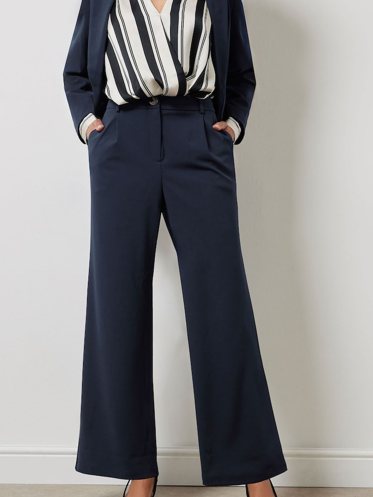 M&Co Blue Scuba Wide Leg Trousers - Image 1 of 5