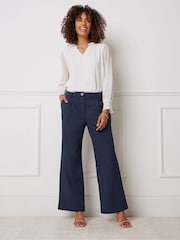 M&Co Blue Scuba Wide Leg Trousers - Image 5 of 7