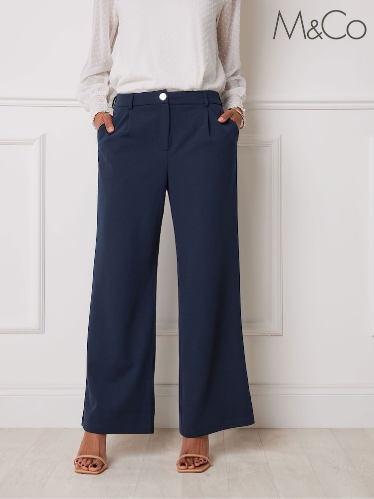M&Co Blue Scuba Wide Leg Trousers - Image 7 of 7 M&Co Blue Scuba Wide Leg Trousers - Image 7 of 7