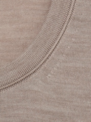 Reiss Wheat Melange Wessex Merino Wool Crew Neck Jumper - Image 5 of 5