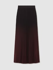 Reiss Black/Pink Marlie Petite Ombré Pleated Midi Skirt - Image 2 of 6