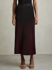 Reiss Black/Pink Marlie Petite Ombré Pleated Midi Skirt - Image 3 of 6
