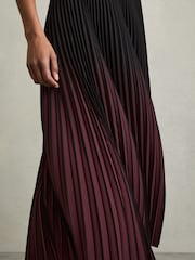 Reiss Black/Pink Marlie Petite Ombré Pleated Midi Skirt - Image 4 of 6