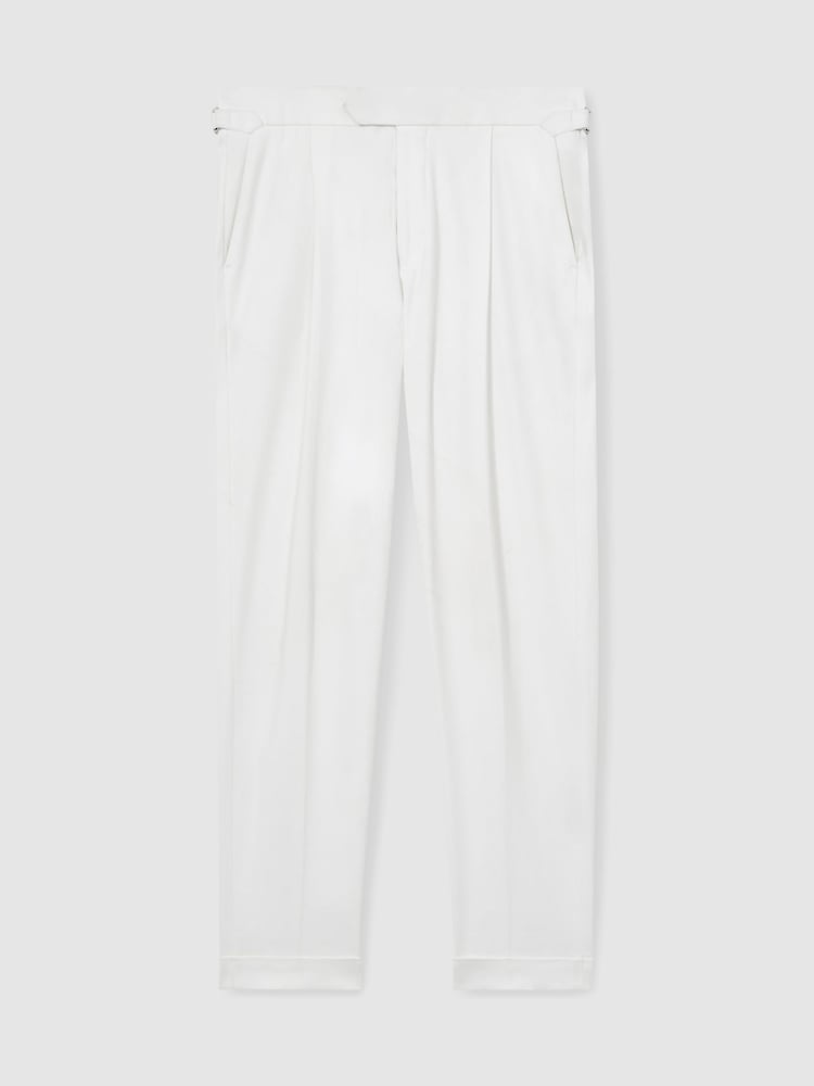 Reiss White Cantwell Cotton-Blend Tapered Trousers - Image 2 of 7