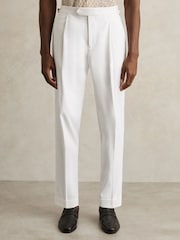 Reiss White Cantwell Cotton-Blend Tapered Trousers - Image 3 of 7