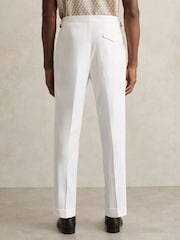 Reiss White Cantwell Cotton-Blend Tapered Trousers - Image 5 of 7