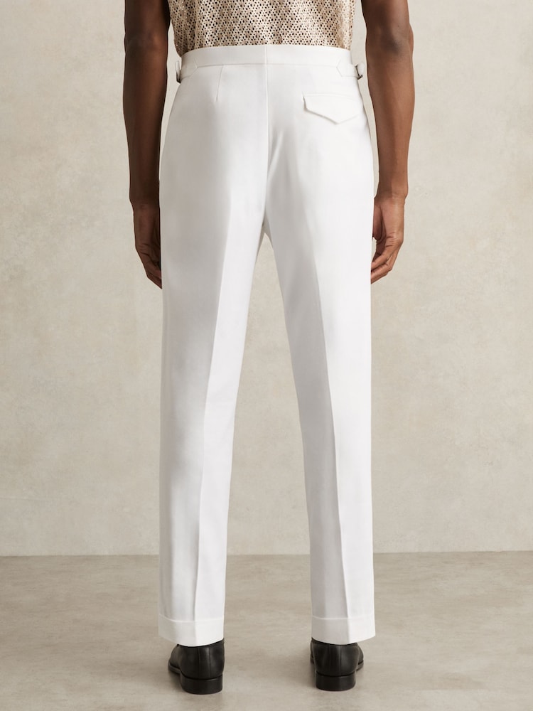 Reiss White Cantwell Cotton-Blend Tapered Trousers - Image 5 of 7