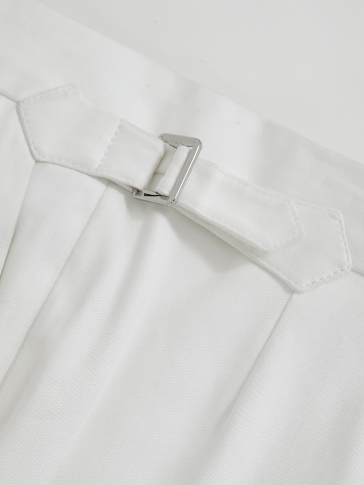 White - Reiss Cantwell Cotton-Blend Tapered Trousers - Image 7 of 7 White - Reiss Cantwell Cotton-Blend Tapered Trousers - Image 7 of 7