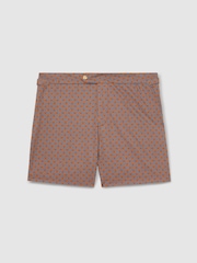 Reiss Tobacco Brown Caprio Geometric Print Swim Shorts - Image 2 of 6