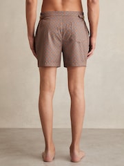Reiss Tobacco Brown Caprio Geometric Print Swim Shorts - Image 5 of 6