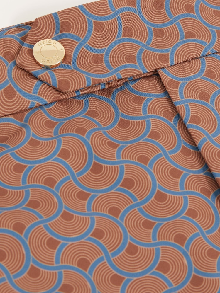 Reiss Tobacco Brown Caprio Geometric Print Swim Shorts - Image 6 of 6