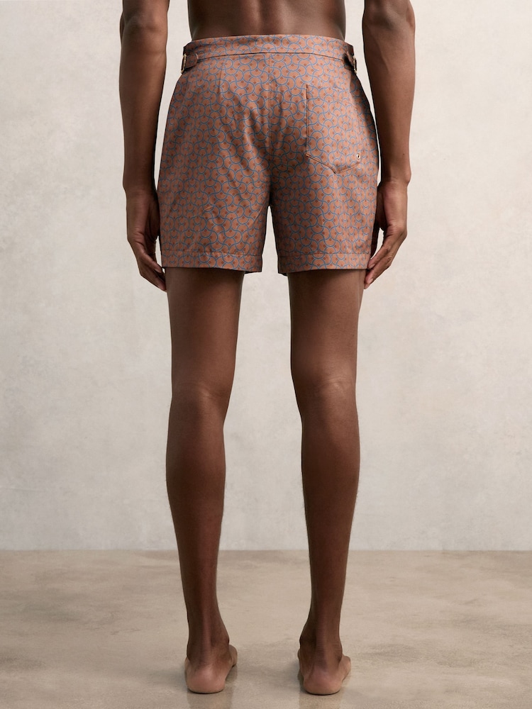 Reiss Tobacco Brown Caprio Geometric Print Swim Shorts - Image 6 of 6 Reiss Tobacco Brown Caprio Geometric Print Swim Shorts - Image 6 of 6