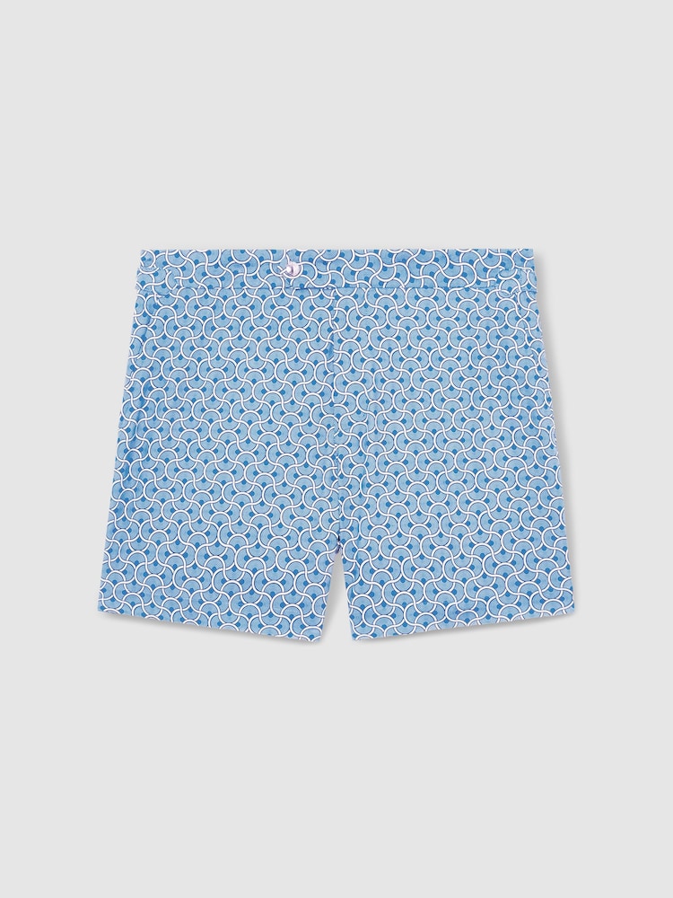 Reiss French Blue Caprio Geometric Print Swim Shorts - Image 2 of 5