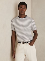 Reiss White/Navy June Heavyweight Striped T-Shirt - Image 1 of 6