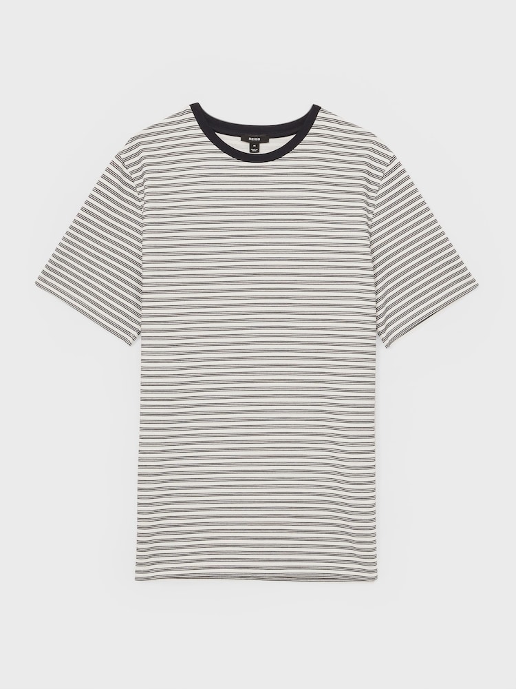 Reiss White/Navy June Heavyweight Striped T-Shirt - Image 2 of 6