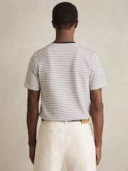 Reiss White/Navy June Heavyweight Striped T-Shirt - Image 5 of 6