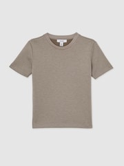 Reiss Taupe Brown Bradley 3-9 yrs Interlock-Jersey Crew-Neck T-Shirt - Image 2 of 4