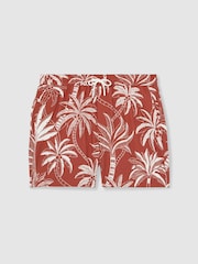 Reiss Brick Red/White Ganetti Palm Print Swim Shorts - Image 2 of 5