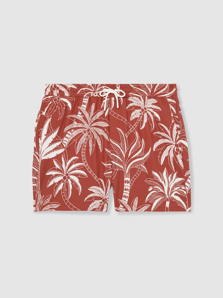Reiss Brick Red/White Ganetti Palm Print Swim Shorts - Image 2 of 5