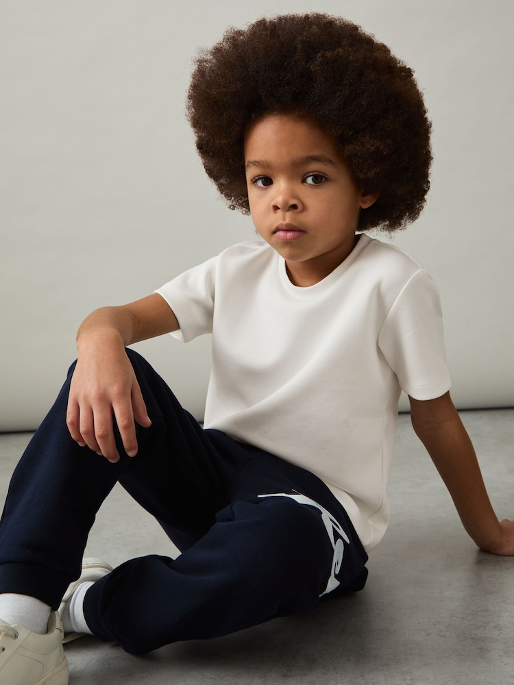 Reiss White Bradley 9-13 yrs Interlock-Jersey Crew-Neck T-Shirt - Image 1 of 4