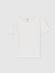 Reiss White Bradley 9-13 yrs Interlock-Jersey Crew-Neck T-Shirt - Image 2 of 4