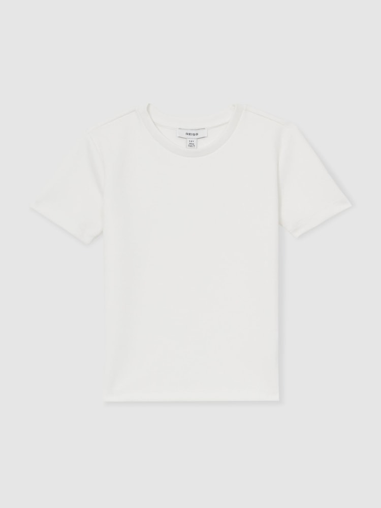 Reiss White Bradley 9-13 yrs Interlock-Jersey Crew-Neck T-Shirt - Image 2 of 4