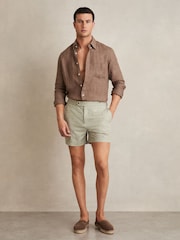 Reiss Pistachio Green Caprio Geometric Print Swim Shorts - Image 1 of 6