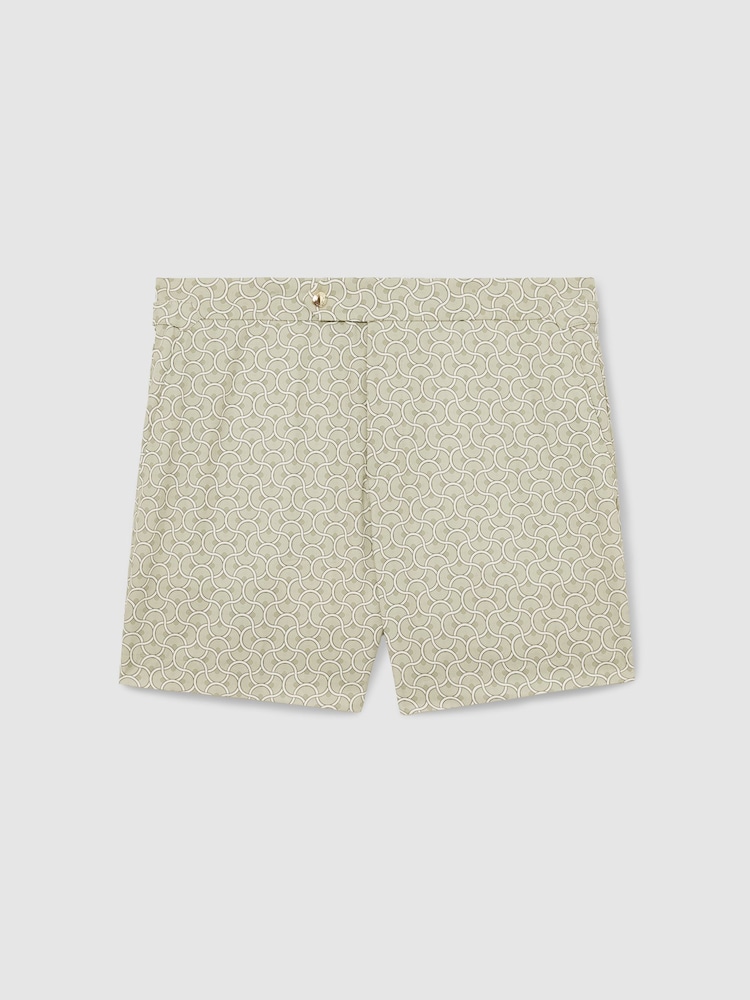 Reiss Pistachio Green Caprio Geometric Print Swim Shorts - Image 2 of 6