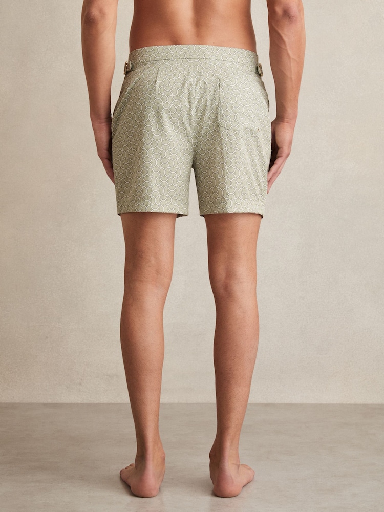 Reiss Pistachio Green Caprio Geometric Print Swim Shorts - Image 4 of 5