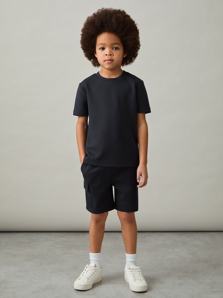 Reiss Navy Bradley 3-9 yrs Interlock-Jersey Crew-Neck T-Shirt - Image 1 of 4