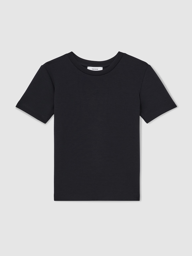Reiss Navy Bradley 3-9 yrs Interlock-Jersey Crew-Neck T-Shirt - Image 2 of 4