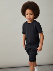 Reiss Navy Bradley 9-13 yrs Interlock-Jersey Crew-Neck T-Shirt - Image 1 of 4