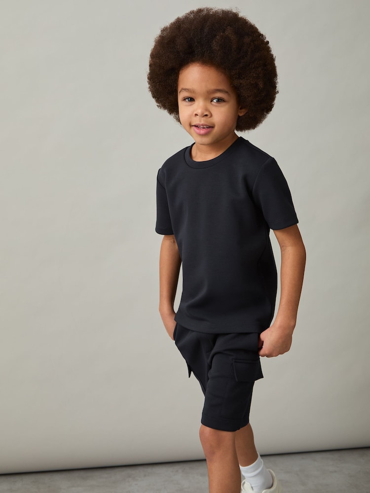 Reiss Navy Bradley 9-13 yrs Interlock-Jersey Crew-Neck T-Shirt - Image 1 of 4