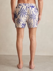 Reiss French Blue/White Ganetti Palm Print Swim Shorts - Image 4 of 5