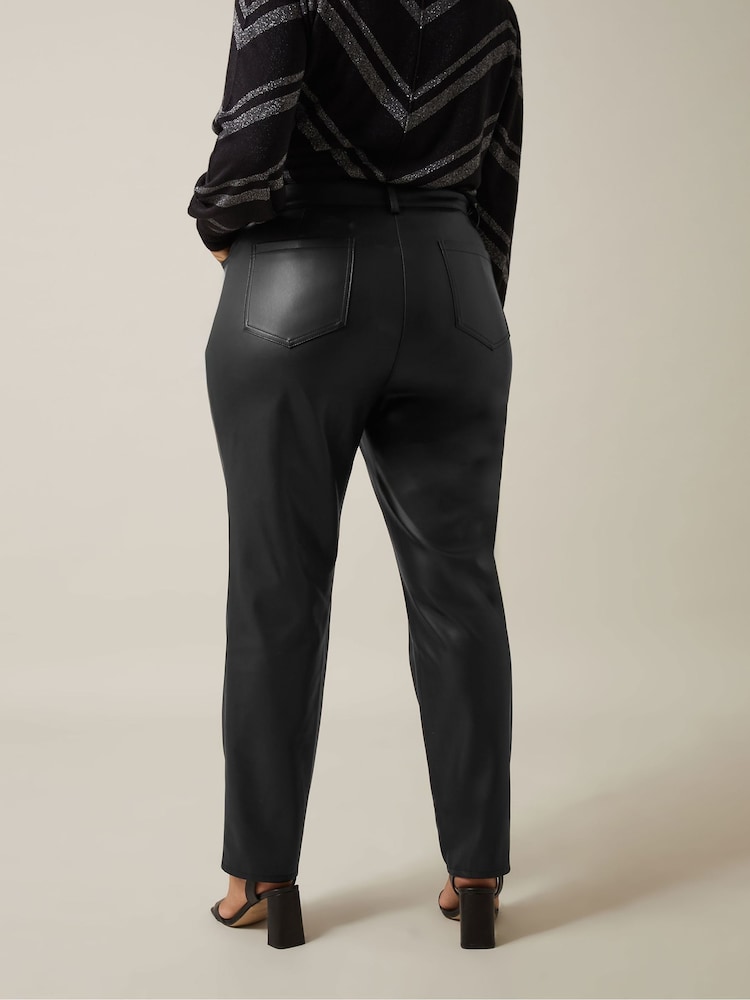 Evans PU Straight Leg Black Trousers - Image 2 of 5