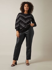 Evans PU Straight Leg Black Trousers - Image 3 of 5