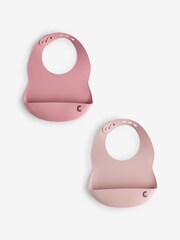 Cheeky Chompers Pink Silicone Baby Feeding Bibs 2 Pack - Image 1 of 7