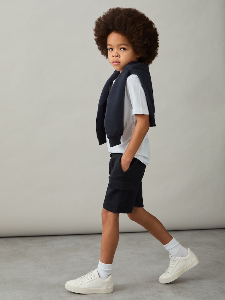 Reiss Oliver Interlock-Jersey Cargo Shorts - Image 3 of 4